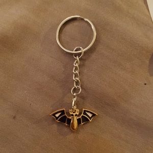 Gold black Halloween bat keychain handmade gift spooky vampire goth fall cute